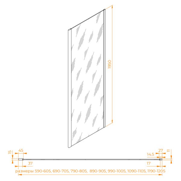 Боковая панель RGW Z-050-2Gr 352205200-210 100 см серый