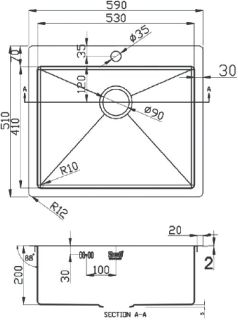 Мойка кухонная Zorg Light  GRAFIT ZL R 590510 GRAFIT