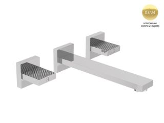 Смеситель для раковины встраиваемый на три отверстия, золото Cezares PRIZMA-BLI3-03/24